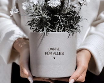 Muttertagsgeschenk Blumentopf I Danke für alles I Pflanzengefäß I Mama Geschenk Geburtstag I Mama, Oma Geschenk Garten I Übertopf mit Gravur
