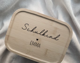 Brotdose Personalisiert Kinder I Lunchbox mit Name für Kinder I Geschenk Einschulung Personalisiert I Kindergartenstart I Brotbox Holzdeckel