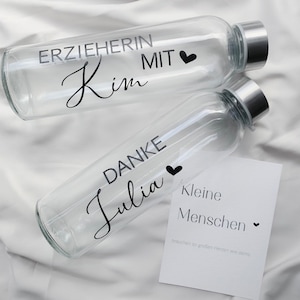 Abschied Erzieher, Lehrer  I Erzieherin mit Herz I Abschiedsgeschenk Erzieherin I Trinkflasche für Erzieherinnen mit Namen I Kindergarten