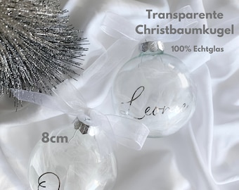 Weihnachtskugel personalisiert Transparent I Glas I Weihnachtskugel durchsichtig I mit Name I Christbaumkugel Personalisiert