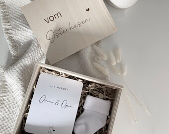 Verkündung Schwangerschaft Großeltern Verkündung Schwangerschaft Ostern | du wirst Oma,Opa  | Holzbox | Kiste | Ostergeschenk