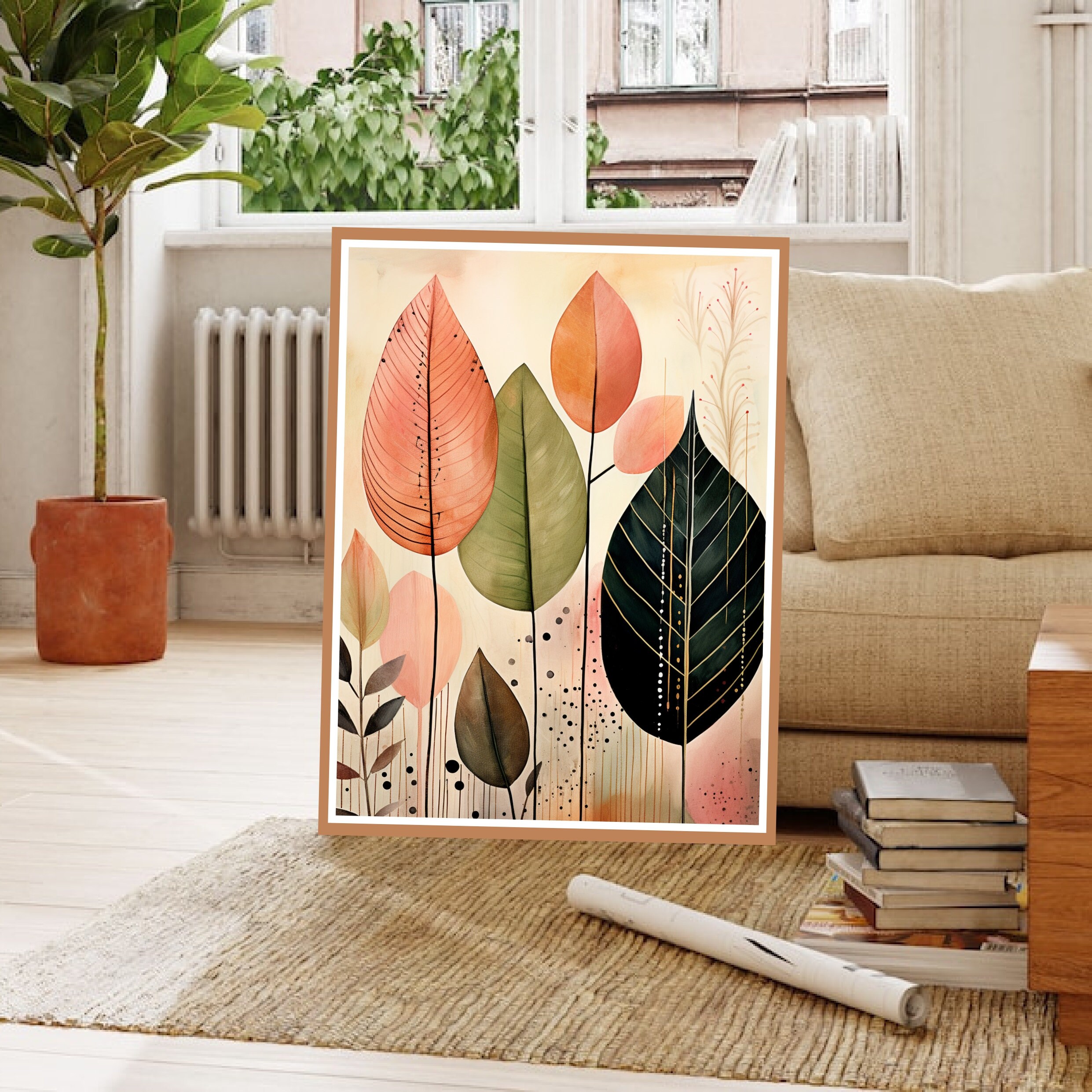 Dreamy Boho Leaves / Printable Digital Art / Digital Wall Art / Hippie ...