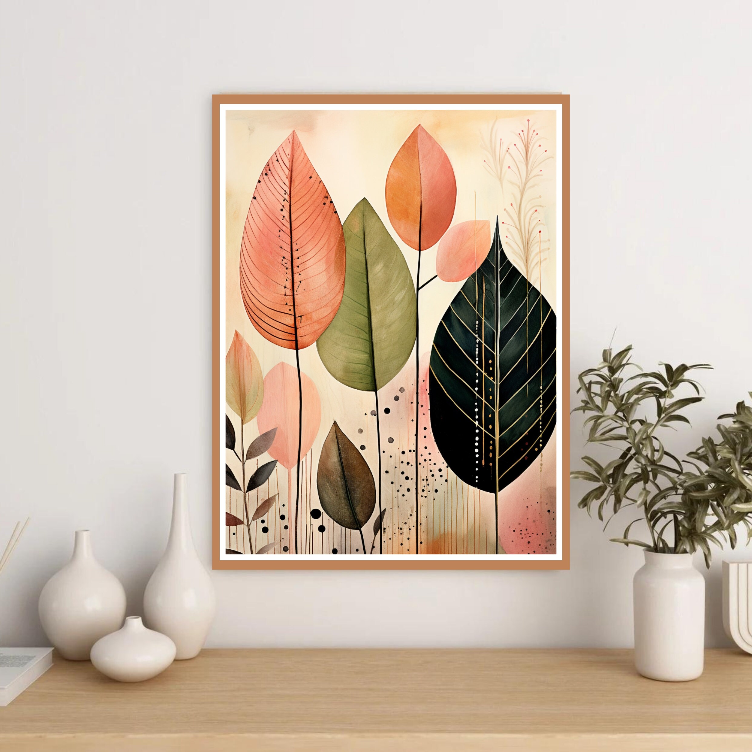 Dreamy Boho Leaves / Printable Digital Art / Digital Wall Art / Hippie ...