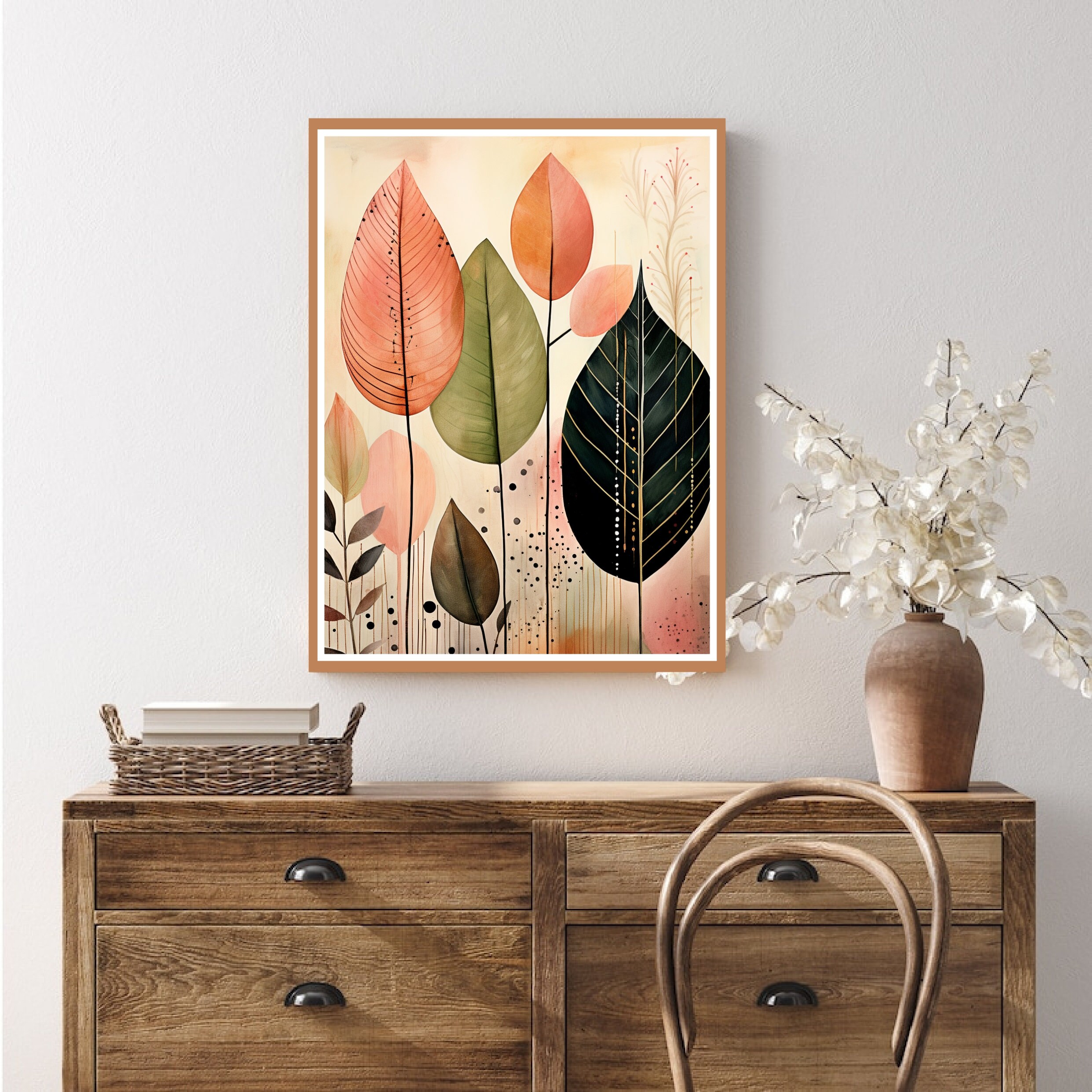 Dreamy Boho Leaves / Printable Digital Art / Digital Wall Art / Hippie ...