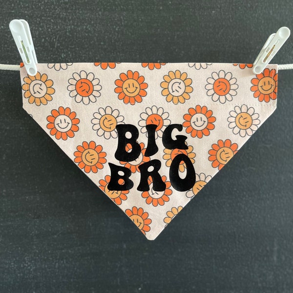 Pregnancy Announcement Dog Bandana, Big Bro Over the Collar Dog Bandana, New Dog Bandana, Dog Adoption Scarf, Slide on Collar Dog Bandana