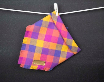 Dog Bandana, Plaid Flannel,Bandana for Girl Dog, Frayed Edge, Puppy Bandana, Cute Dog Accessory, Boy Dog Neck Scarf