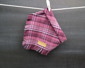 Dog Bandana, Plaid Flannel Scarf for Girl Dog, Frayed Edge, Purple Plum Bandana for Boy Dog, Puppy Neckerchief, Holiday Family Photo Idea