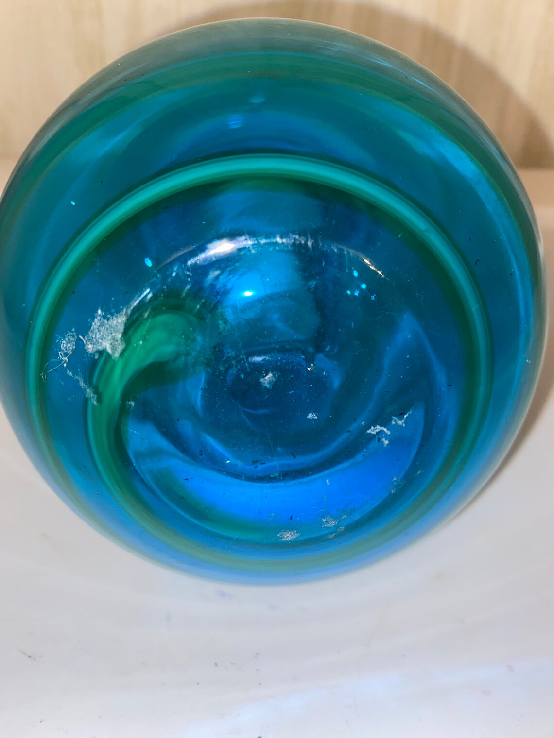 Beautiful Blue Green Vase Blown Glass Etsy