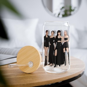 Blackpink Members Sipper Glass, K-Pop Fan Gift, Pink and Black Tumbler, Travel Cup, Insulated Drinkware, 16oz Mug with Lid