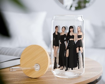 Blackpink Members sipperglas, cadeau K-Pop ventilator, roze en zwarte beker, reisbeker, geïsoleerde drinkgerei, mok van 16 oz met deksel