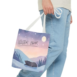 Winter Bear Inspired Tote Bag, Kim Taehyung Lyrics, Canvas Bag, Shoulder Bag, Eco-Friendly Grocery Bag, Shopping Tote, K-Pop Fan Gift