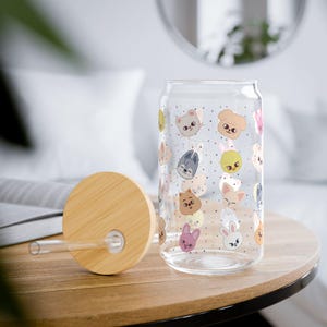 Stray Kids Sipper Glass, 16oz - Skzoo characters, Kpop fandom merch, Cute Kpop merchandise, Gift for Kpop fans, Collectible Kpop item, Kpop