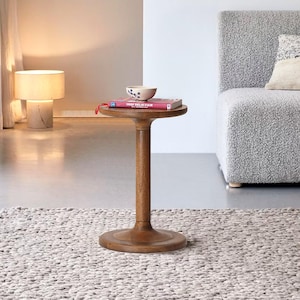 Modern Rustic Side Table - Compact Handcrafted Accent Piece in Solid Mango Wood