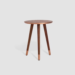 Handcrafted Copper Clad Side Table: Mid-Century Modern Accent Table