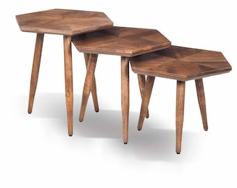 ITAUTI Nesting Side Tables Trio - Elegant, Space-Saving, and Versatile