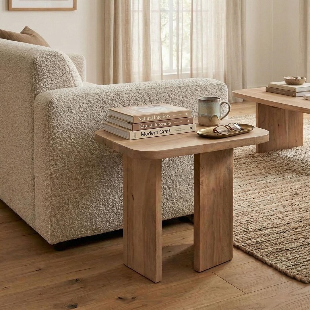 Modern Solid Wood Side Table – Minimalist Natural Accent Table for ...