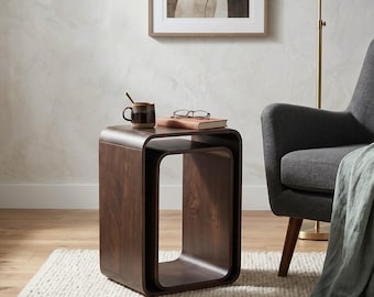 Geneste mangohouten bijzettafels, moderne minimalistische set, kleine ruimte meubels