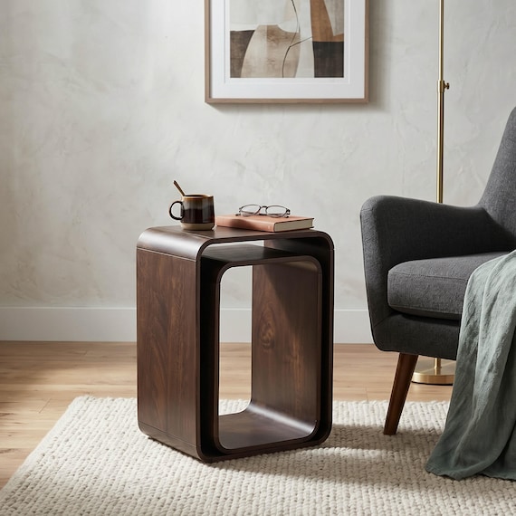 Nested Mango Wood Side Tables, Modern Minimalist Set, Small Space Furniture