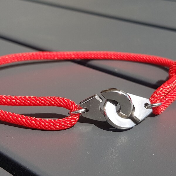 bracelet menottes en acier inoxydable - corde nautique