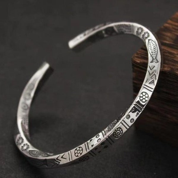 twisted and silver cuff bracelet - Celtic - boho - lucky charm