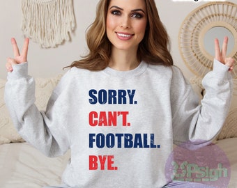 Voetbal PNG-ontwerp rode, witte en blauwe kleuren | Sorry, ik kan niet voetballen, doei | Damesvoetbal | Shirtontwerp | Sublimatie voetbalontwerp