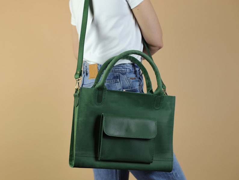 Genuine leather bag, full grain leather everyday bag, tote leather, leather purse, leather handbags, MacBook bag, large leather satchel image 1