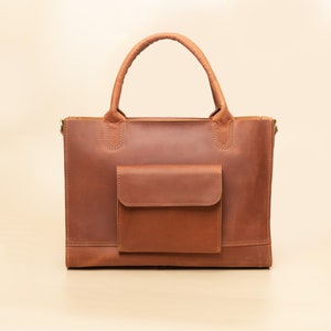 Genuine leather bag, full grain leather everyday bag, tote leather, leather purse, leather handbags, MacBook bag, large leather satchel image 6