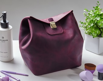 Genuine Leather Makeup Bag - Personalized Beauty Essential