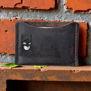 Masker ID-houder Batnan-portemonnee held Superheld-portemonnee leer uniek cadeau voor hem Bat ID-kaarthouder superheld Id-portemonnee Comic lederen portemonnee