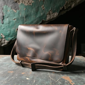 Sac de facteur en cuir élégant sac universitaire - sac messager en cuir italien Crazy Horse cadeau fête des pères cartable en cuir véritable pour papa