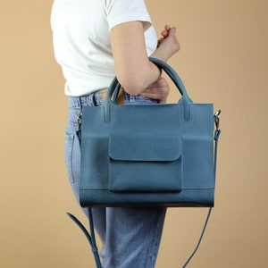Genuine leather bag, full grain leather everyday bag, tote leather, leather purse, leather handbags, MacBook bag, large leather satchel image 10