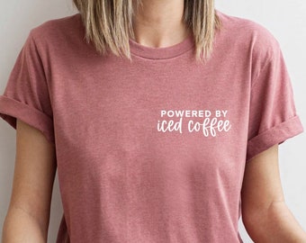 COFFEE | Powered by iced coffee tee | pocket print | screen print | gift | unisex