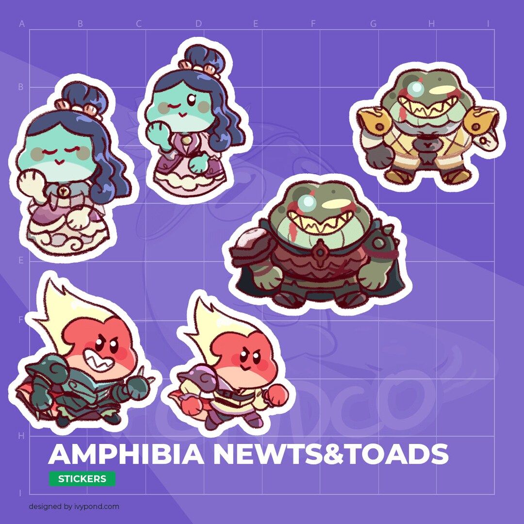 Amphibia Chibi Newts and Toads Stickers - Etsy México