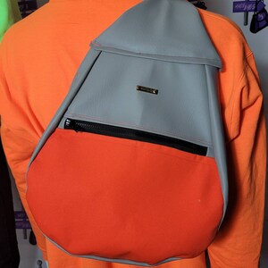 Grey and Orange Crossbody bag