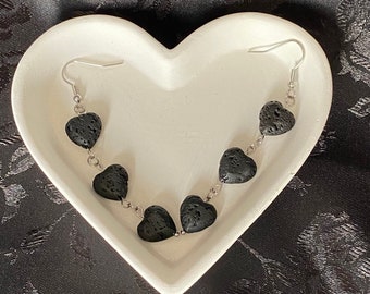 The Gloom black lava stone earrings <3