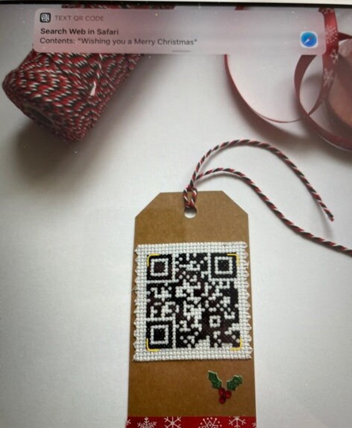 Christmas Cross Stitch QR Code Pattern, Nerdy Christmas Card, Christmas