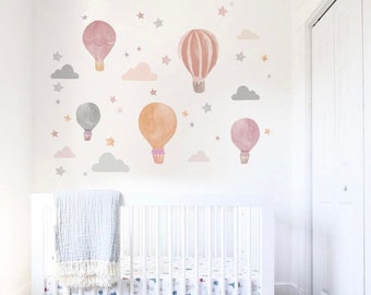 Kinderzimmer Wandaufkleber Kinder Schlafzimmer Heißluftballon Sterne Wandbilder Decals Wall Art Home Decor Kleinkind Wanddekor