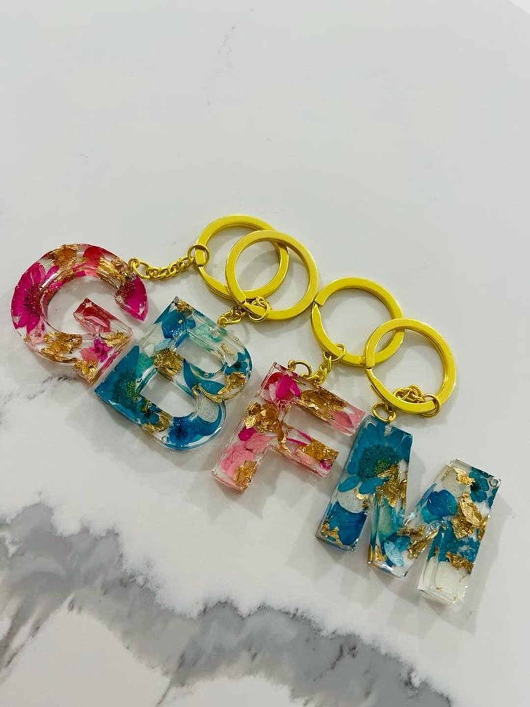 Custom Colorful Floral Resin Letter Keychains – Gypsy Wild Shop