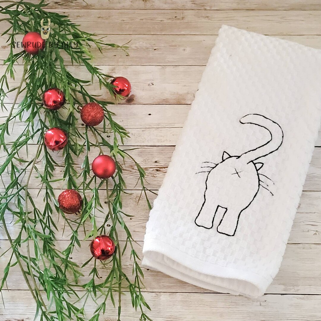 Cat Butt Towel Cat Butt Decor Funny Cat Towel Funny Kitchen Etsy