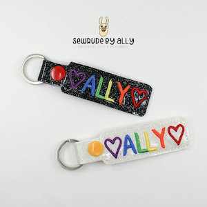 Ally Keychain, Ally Rainbow Key chain, LGBTQ Ally keyring, Glitter PRIDE Ally keyfob