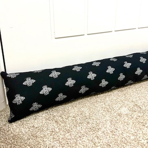 Black bee print draught excluder