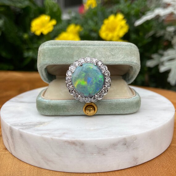 Black Opal and Diamond Ring