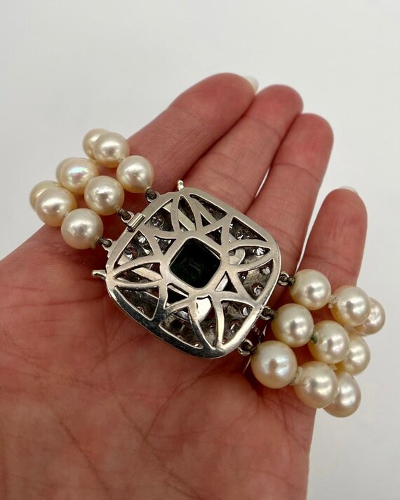 10 Carat Emerald & 3.60CTW Diamond Pearl Choker N… - image 7