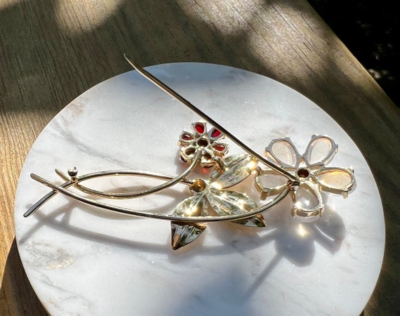 Tiffany & Co. Moonstone and Garnet Flower Pin. 19… - image 5