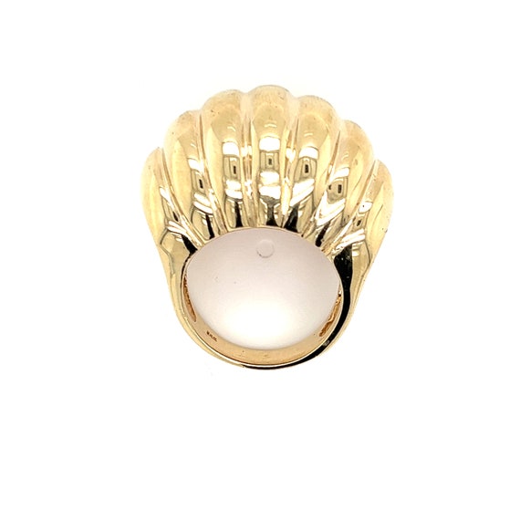 Vintage Solid 14K Yellow Gold Scalloped Dome Ring - image 6