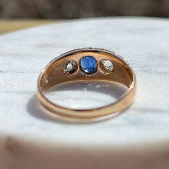 Vintage Sapphire and Old Mine Cut Diamond Ring in… - image 6
