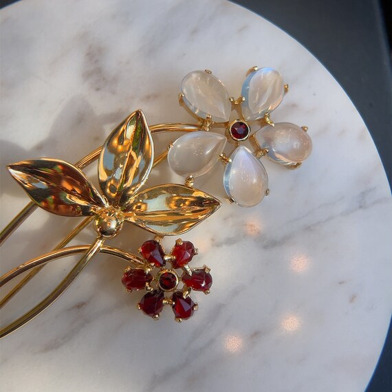 Tiffany & Co. Moonstone and Garnet Flower Pin. 19… - image 6