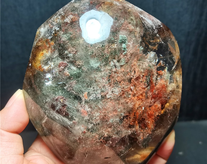 Featured listing image: Rare Natural Large Included Garden Brown+Green Phantom Quartz Tower /Scenic Quartz Point/lodalite/energy stone/healing crystal/special gift
