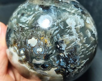 Polished Colorful Agate Sphere: Natural Banded Calming Stone, 86mm