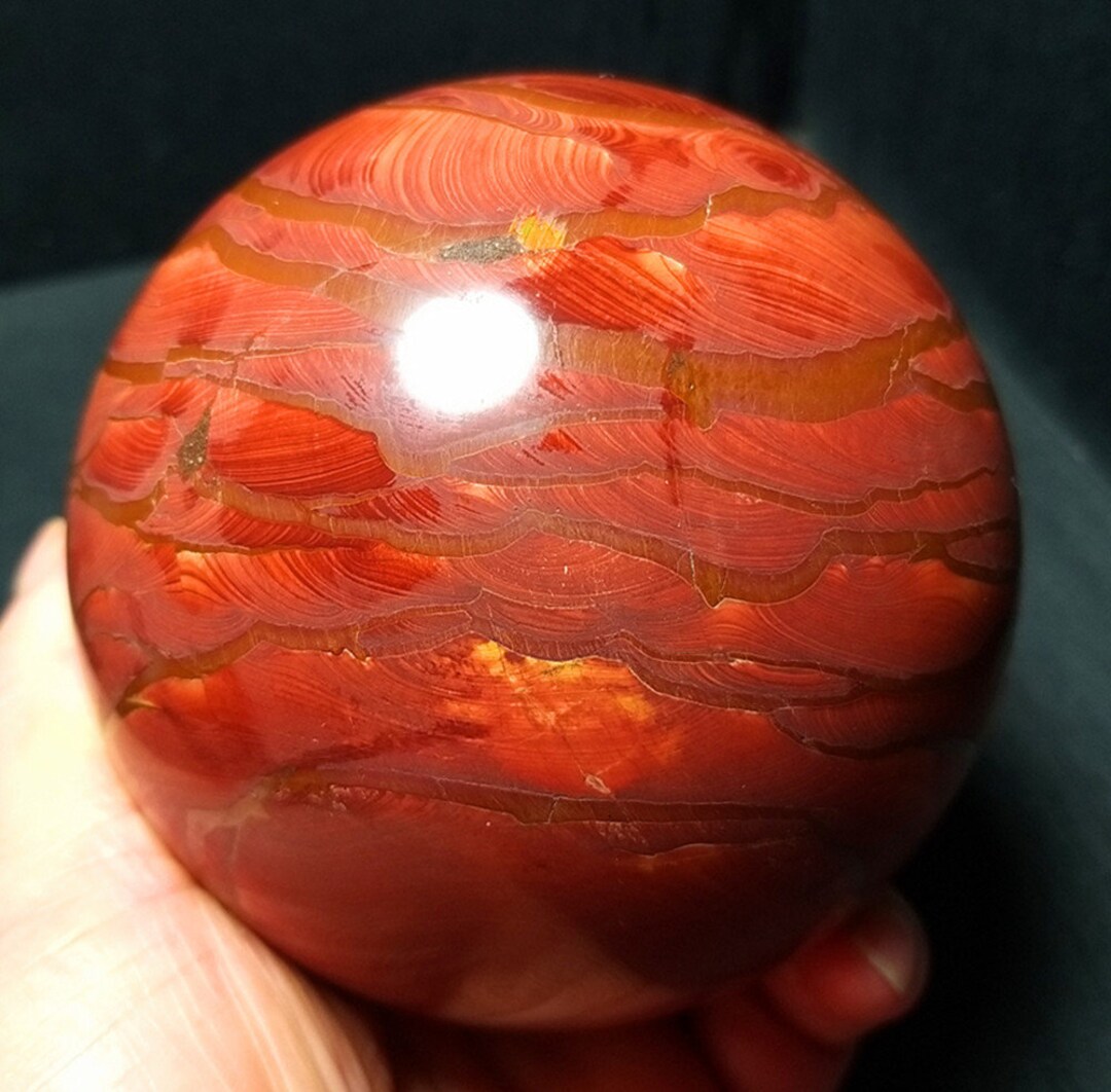 TOP Natural Polished Wood Grain Stone Crystal Sphere Ball Healing